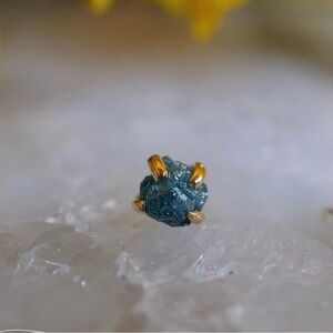 Quetzalli Precious Love Rough Raw blue diamond threadless end earring